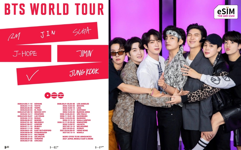 BTS tái hợp bùng nổ với Arirang World Tour 2026 tại sân vận động Rajamangala - Thái Lan